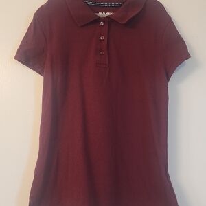 Children’s Short Sleeve Polo Shirt – Burgundy Color, Button-Up Collar, Size (M)